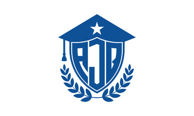 AJQ three letter iconic academic logo design vector template. monogram, abstract, school, college, university, graduation cap symbol logo, shield, model, institute, educational, coaching canter, tech