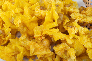 deep fried crispy wontons at horizontal composition
