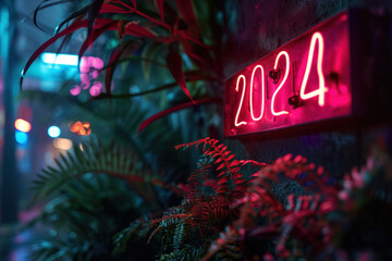 2024 happy new year concept. Holiday and celebration background. Generative ai.
