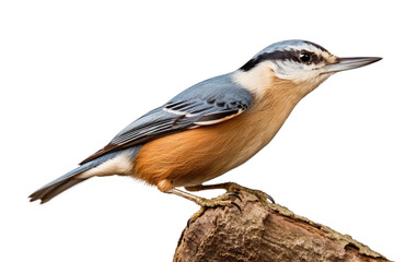 Feathered Grace Charming Nuthatch Captured Clinging to the Side on a White or Clear Surface PNG Transparent Background.