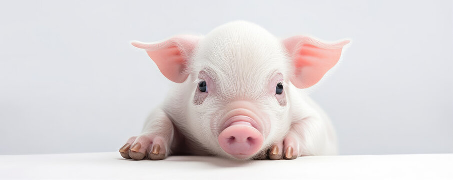 Little pig on white or isolated background.