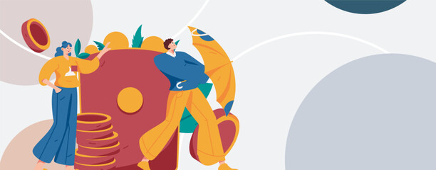 Holiday shopping people doing e-commerce online shopping flat vector concept operation hand drawn illustration
