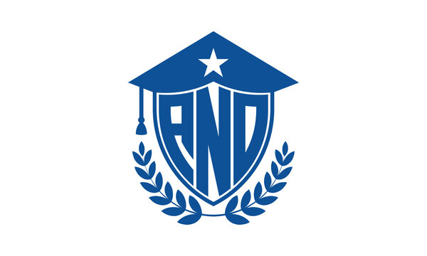 ANO three letter iconic academic logo design vector template. monogram, abstract, school, college, university, graduation cap symbol logo, shield, model, institute, educational, coaching canter, tech
