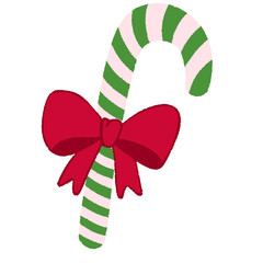 Green Christmas Candy Cane With Ribbon
