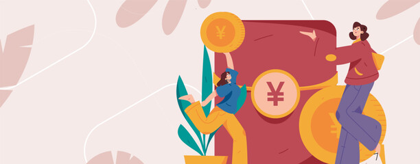 Holiday shopping people doing e-commerce online shopping flat vector concept operation hand drawn illustration
