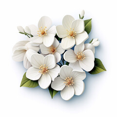 Bouquet of white flowers on a white background. Vector illustration.