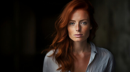 Red-haired woman.