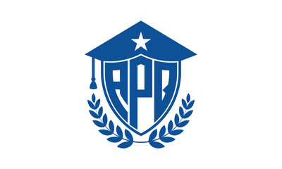 APQ three letter iconic academic logo design vector template. monogram, abstract, school, college, university, graduation cap symbol logo, shield, model, institute, educational, coaching canter, tech