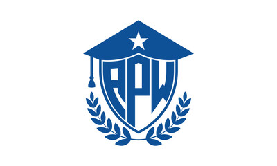 APW three letter iconic academic logo design vector template. monogram, abstract, school, college, university, graduation cap symbol logo, shield, model, institute, educational, coaching canter, tech