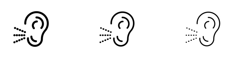 Tinnitus awareness vector icon set. Human ear unclear sound vector icon for Ui designs
