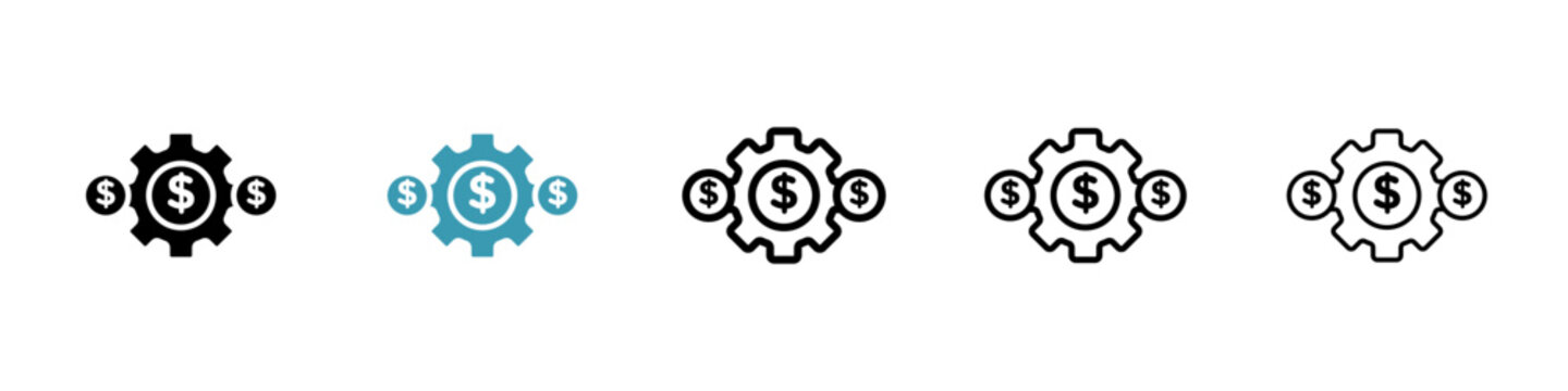 Costs optimization vector icon set. Effective cost control vector icon. Production dollar saving icon. Expense optimization vector icon for Ui designs