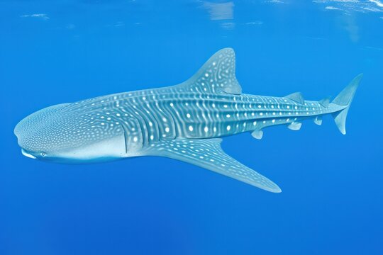 An image capturing the essence of freedom as a whale shark navigates the vastness of the ocean, its massive form moving effortlessly through the wate