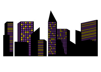 City skyline at night art illustration