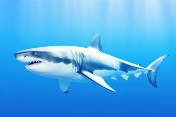 Obraz premium An image capturing the shark's commanding presence as it patrols the underwater realm, reminding us of its crucial role in maintaining the balance of marine ecosystem