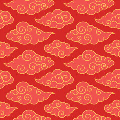 Vector seamless pattern with clouds in Chinese style - 699086157
