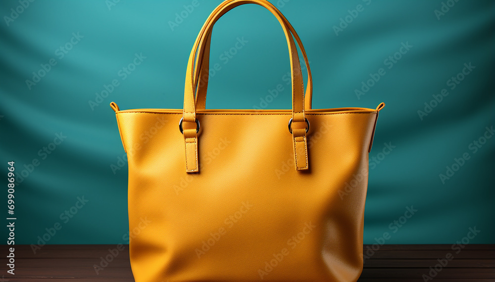 Canvas Prints fashionable women carrying elegant yellow leather purses in a store generated by ai