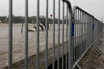 High tide of the river IJssel in the city of Deventer
