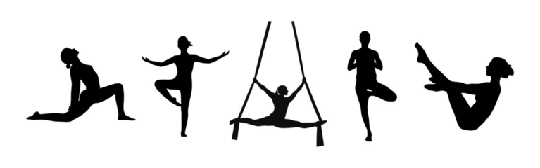 Fotobehang Detailed colorful silhouette yoga vector illustration. Fitness Concept. Gymnastics. © designpixa