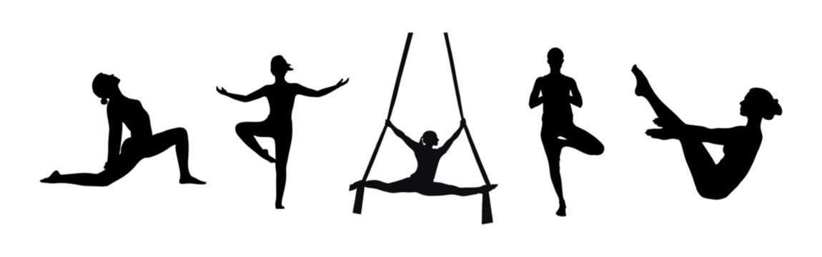 Detailed colorful silhouette yoga vector illustration. Fitness Concept. Gymnastics.