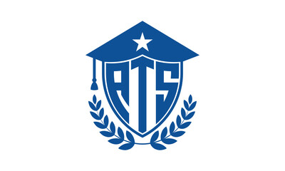 ATS three letter iconic academic logo design vector template. monogram, abstract, school, college, university, graduation cap symbol logo, shield, model, institute, educational, coaching canter, tech
