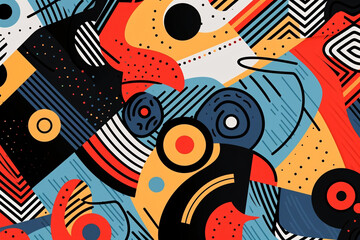 Abstract art inspired by constructivism, illustration background for postcards or web design