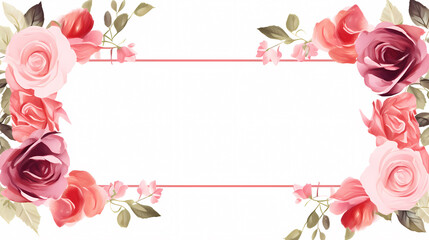 Frame with roses, decorative flower background pattern, PPT background