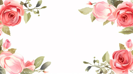 Frame with roses, decorative flower background pattern, PPT background