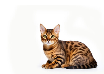 Obraz premium Cute Bengal cat on white background