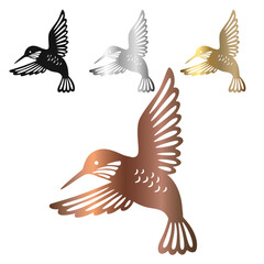 Spring Design,Illustration of a flying Hummingbird,Silhouette Pattern Art