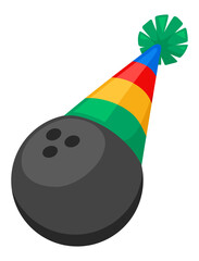 Birthday Bowling Ball SVG Image - Birthday Party Clip Art, Bowling Alley Illustration - obrazy, fototapety, plakaty