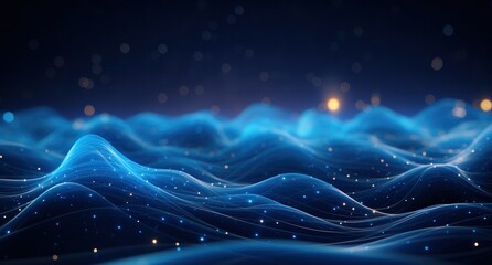 night, sky, light, nature, star, dusk, skyline, urban, downtown, evening. night sky landscape with alpine mountain valley, low clouds, starry sky, and dark blue sky, city illumination via ai generate.