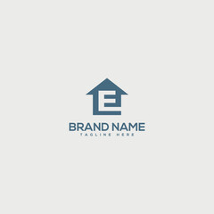 Abstract E letter logo design. Construction, home, real estate, building, property for vector elegant.