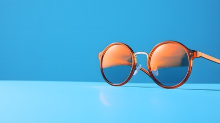 sunglasses on a sun blue background