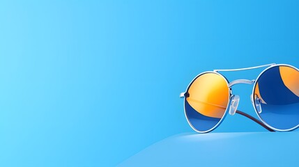Fototapeta na wymiar sunglasses on a sun blue background