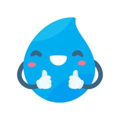 Cute water drop cartoon characters in various poses Providing knowledge to reduce water use