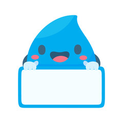 Cute water drop cartoon characters in various poses Providing knowledge to reduce water use