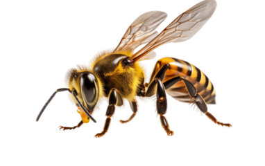 Little Wonder Close Encounter with a Small Bee on White or PNG Transparent Background