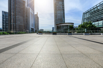 City square floor and modern building scenery in Shanghai
