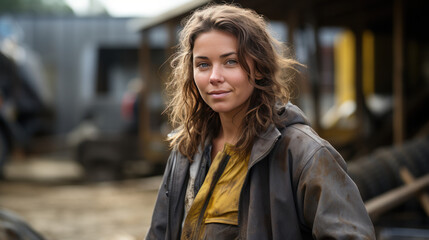 Obraz premium woman worker in construction