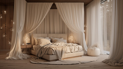 Canopy Bed with Flowing Sheer Curtains