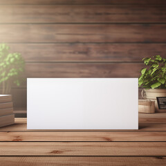 Blank business card on a wooden desk