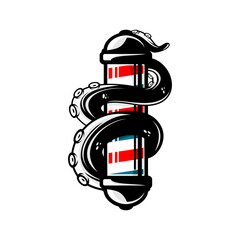 barbershop pole wrapped around octopus tentacles