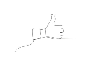 Single line drawing of a continuous thumb hand gestures. Single line design vector graphic illustration 