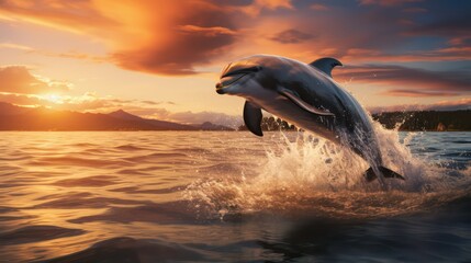 Dolphin jumping water