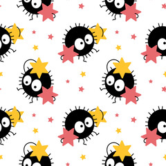 Seamless pattern, funny baby monsters. Children's print, textile, wallpaper, vector