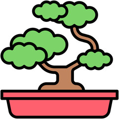 Bonsai or tray planting icon, Japanese New Year related vector