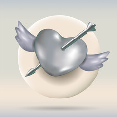3D heart on a light background. Chat, notification with a heart.
A vector image.