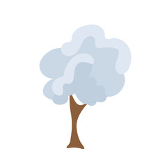 cute cartoon tree, christmas tree, christmas tree in the snow, winter tree, snowy tree, snow falling on the tree illustration