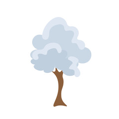 cute cartoon tree, christmas tree, christmas tree in the snow, winter tree, snowy tree, snow falling on the tree illustration
