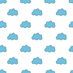 Seamless pattern with clouds. Simple cloudscape background. Vector flat illustration.